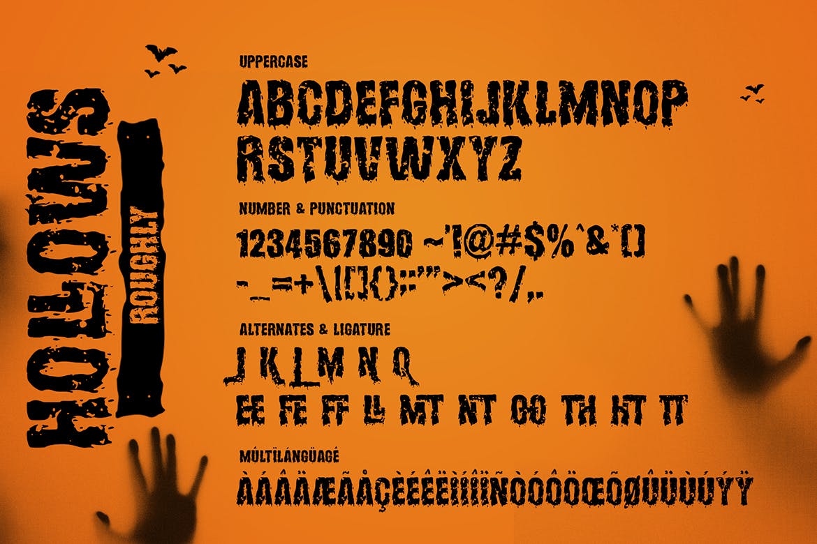 万圣节主题品牌海报徽标logo设计衬线英文字体 hollows