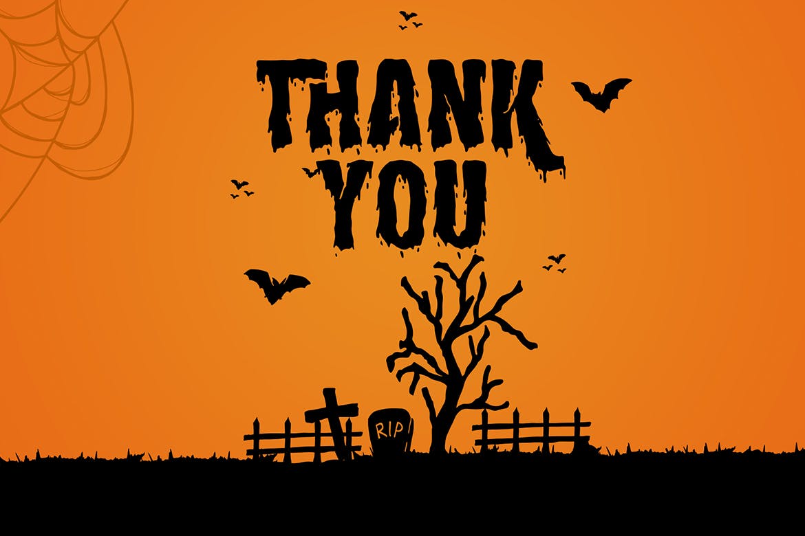 万圣节主题品牌海报徽标logo设计衬线英文字体 hollows