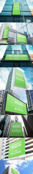 户外楼体商场街区广告牌设计贴图样机模板素材 Billboards Mockups on Building Vol.2