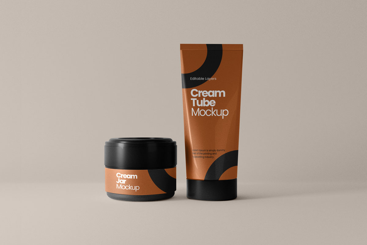 8款化妆品护肤品包装罐设计贴图样机模板素材 Cosmetic Tube And Multiple Pump Bottle Mockup插图3