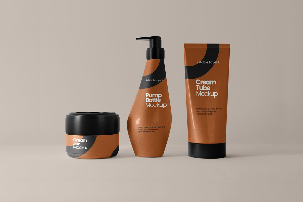 8款化妆品护肤品包装罐设计贴图样机模板素材 Cosmetic Tube And Multiple Pump Bottle Mockup插图4