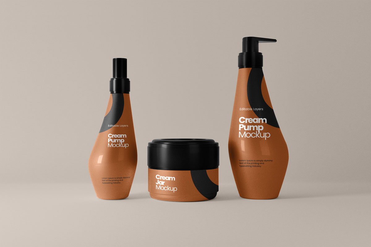 8款化妆品护肤品包装罐设计贴图样机模板素材 Cosmetic Tube And Multiple Pump Bottle Mockup插图6