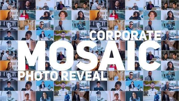 马赛克效果企业照片墙视频动画AE模板素材 Videohive – Mosaic Photo Reveal | Corporate Logo