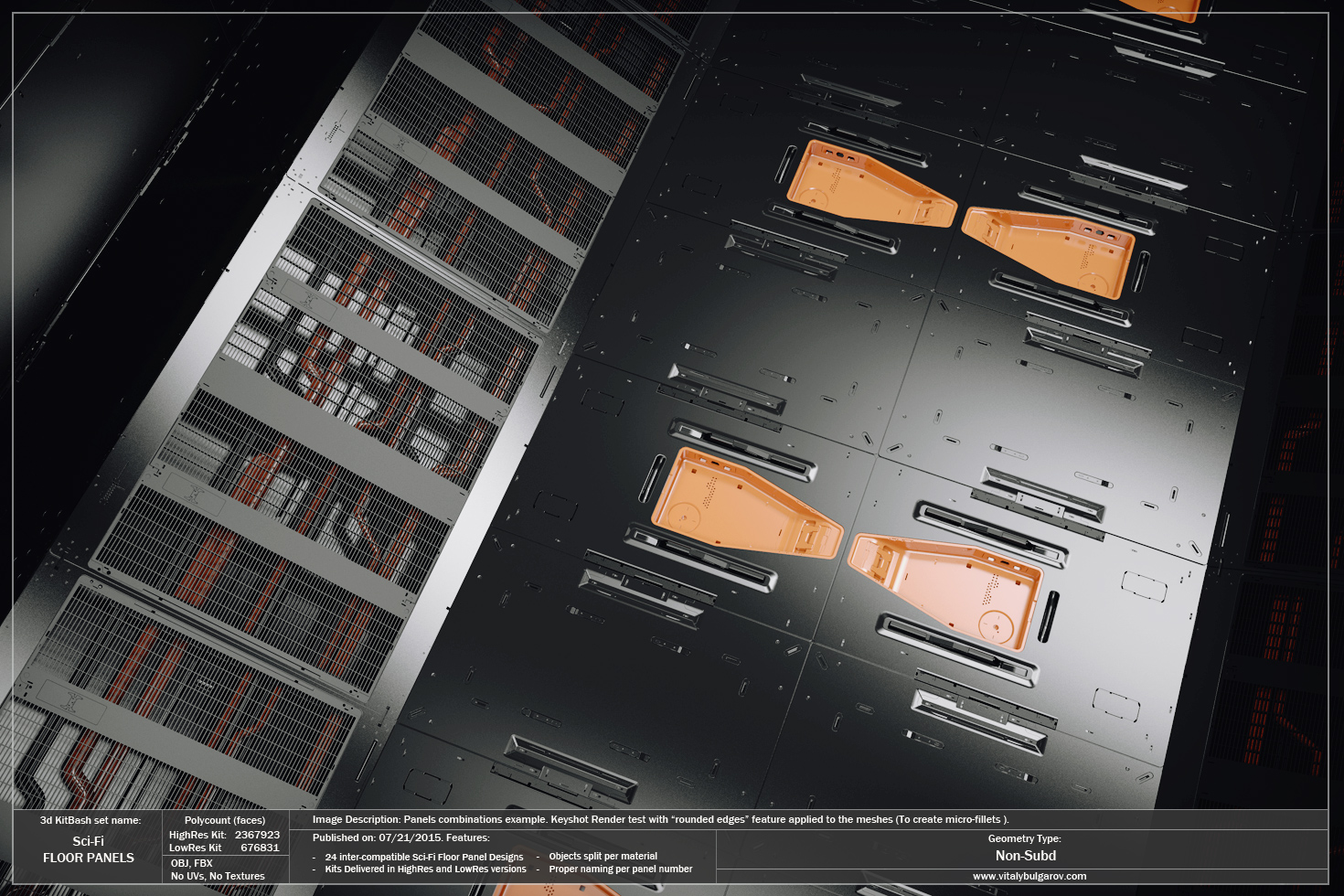 高科技科幻内饰面板地板设计3D模型素材 VitalyBulgarov – Sci-Fi Floor Panels插图3