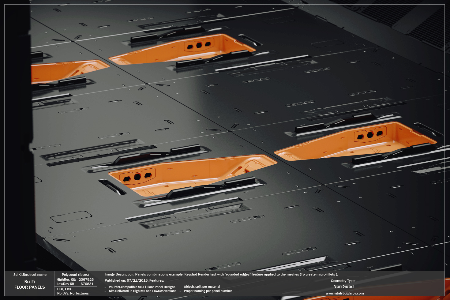 高科技科幻内饰面板地板设计3D模型素材 VitalyBulgarov – Sci-Fi Floor Panels插图4