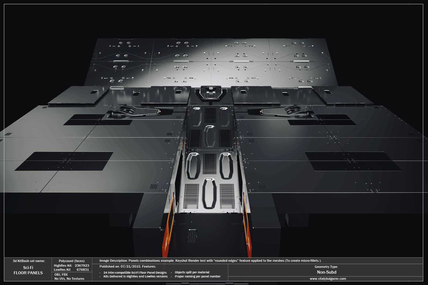 高科技科幻内饰面板地板设计3D模型素材 VitalyBulgarov – Sci-Fi Floor Panels插图5