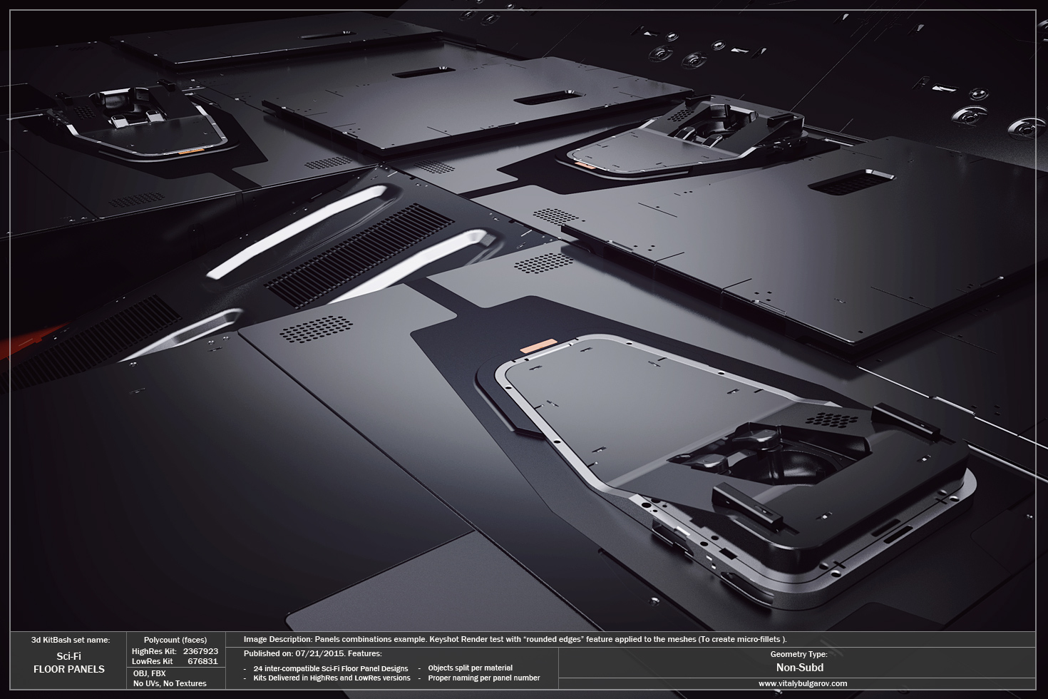 高科技科幻内饰面板地板设计3D模型素材 VitalyBulgarov – Sci-Fi Floor Panels插图6