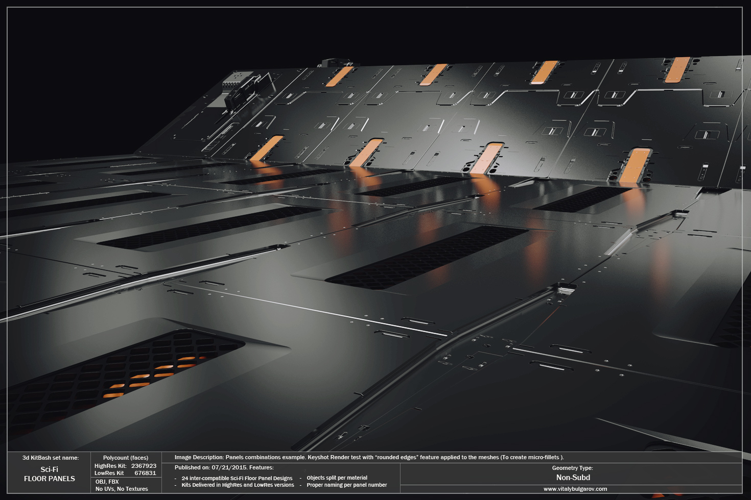 高科技科幻内饰面板地板设计3D模型素材 VitalyBulgarov – Sci-Fi Floor Panels插图8