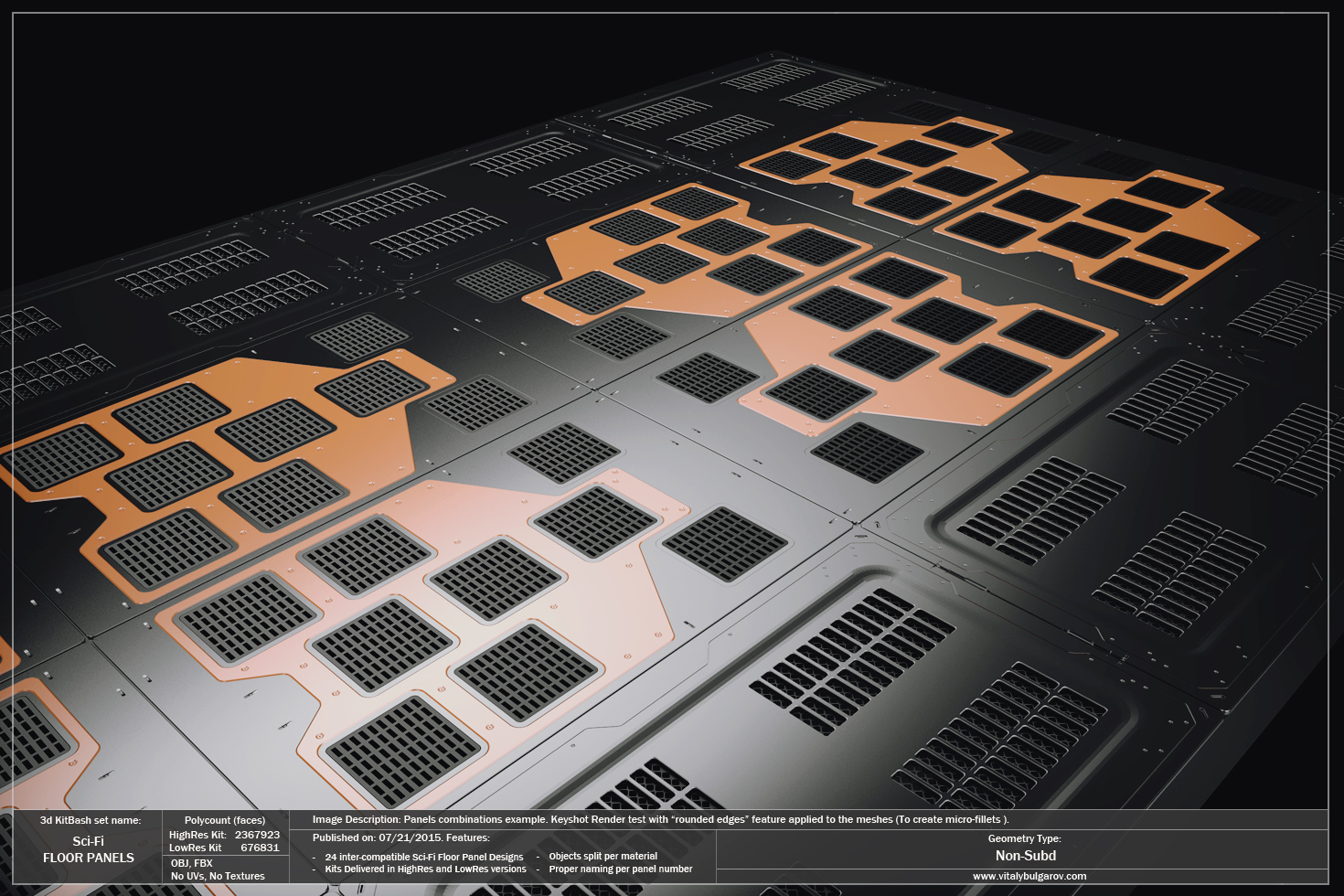 高科技科幻内饰面板地板设计3D模型素材 VitalyBulgarov – Sci-Fi Floor Panels插图9