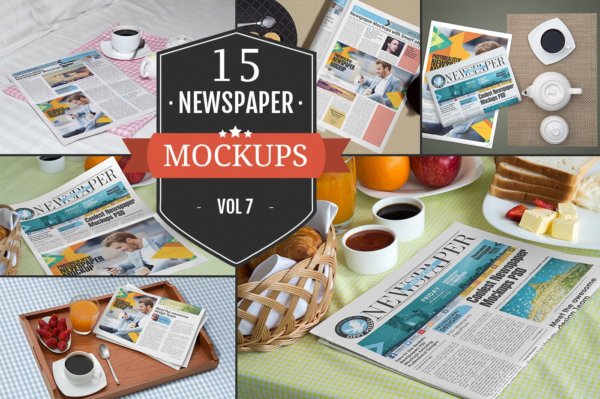 15个精美室内报纸展示样机PSD模板素材 Newspaper Advertising Mockups Vol. 7