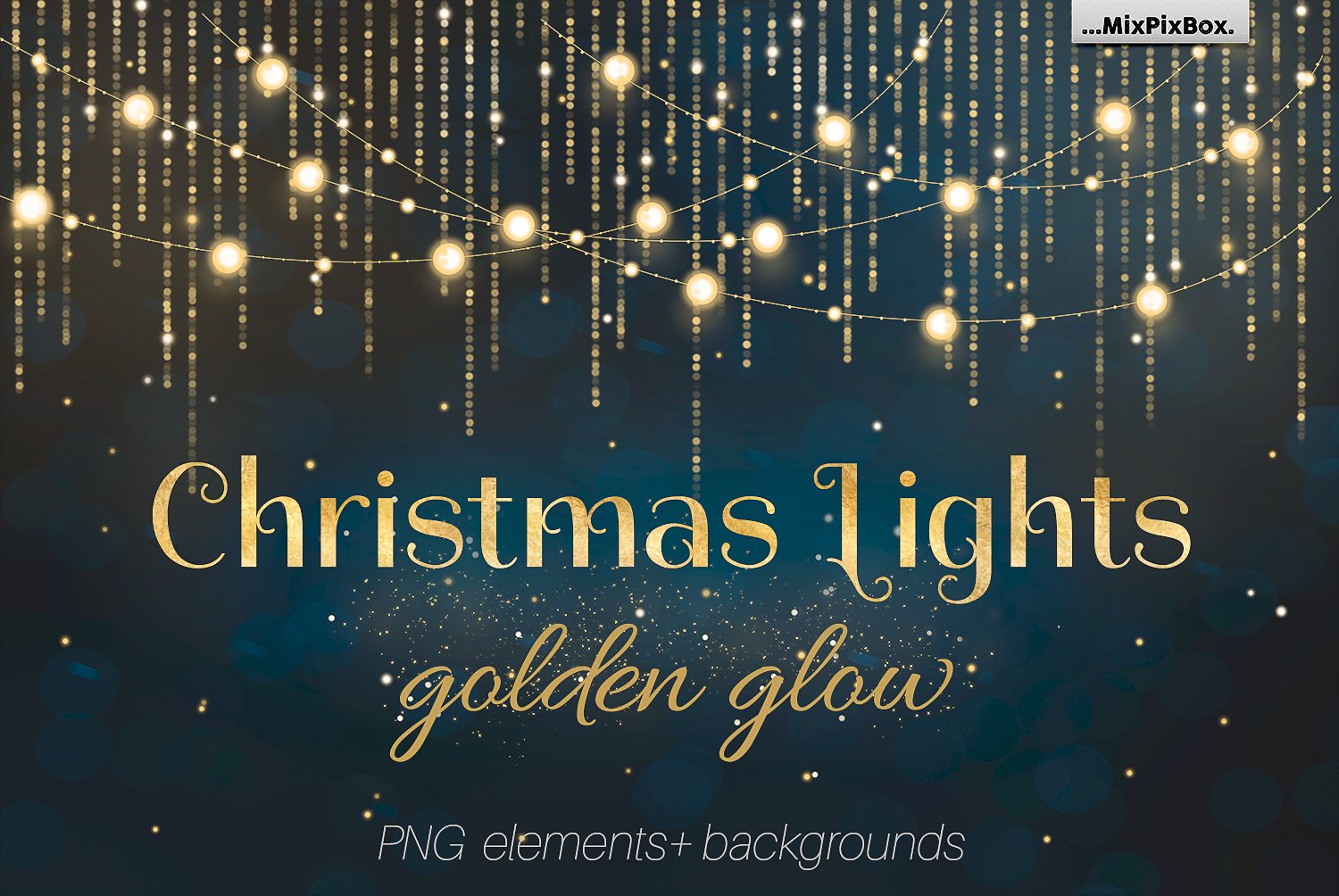 圣诞节星光灯光装饰背景图片设计素材 Christmas Lights Golden Glow插图