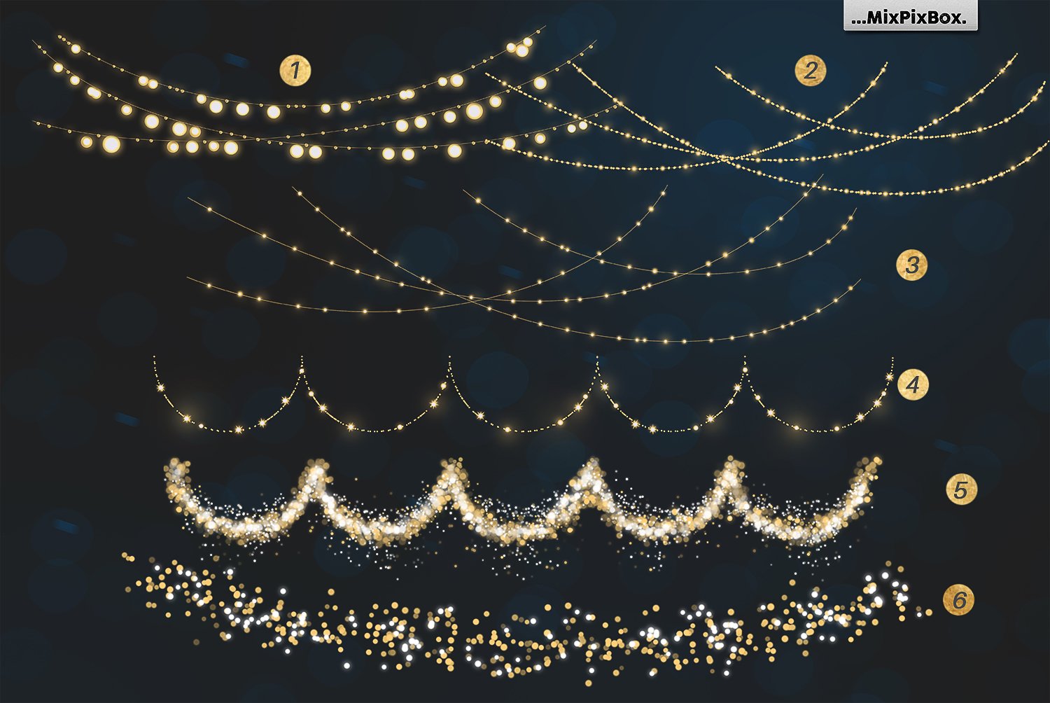 圣诞节星光灯光装饰背景图片设计素材 Christmas Lights Golden Glow插图8