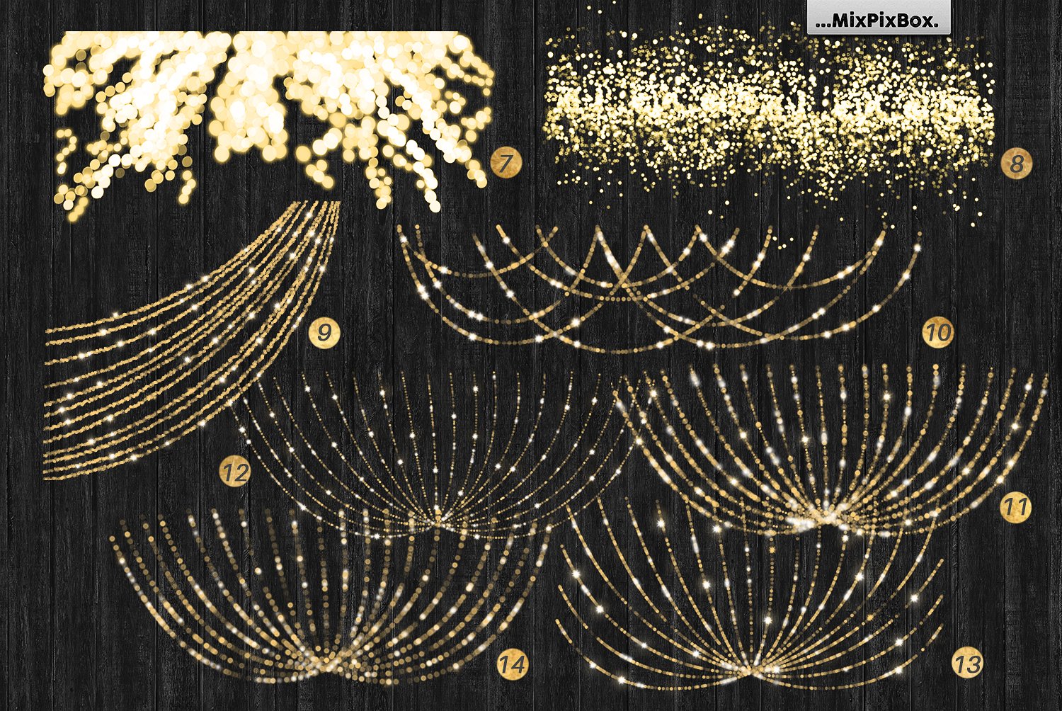 圣诞节星光灯光装饰背景图片设计素材 Christmas Lights Golden Glow插图9