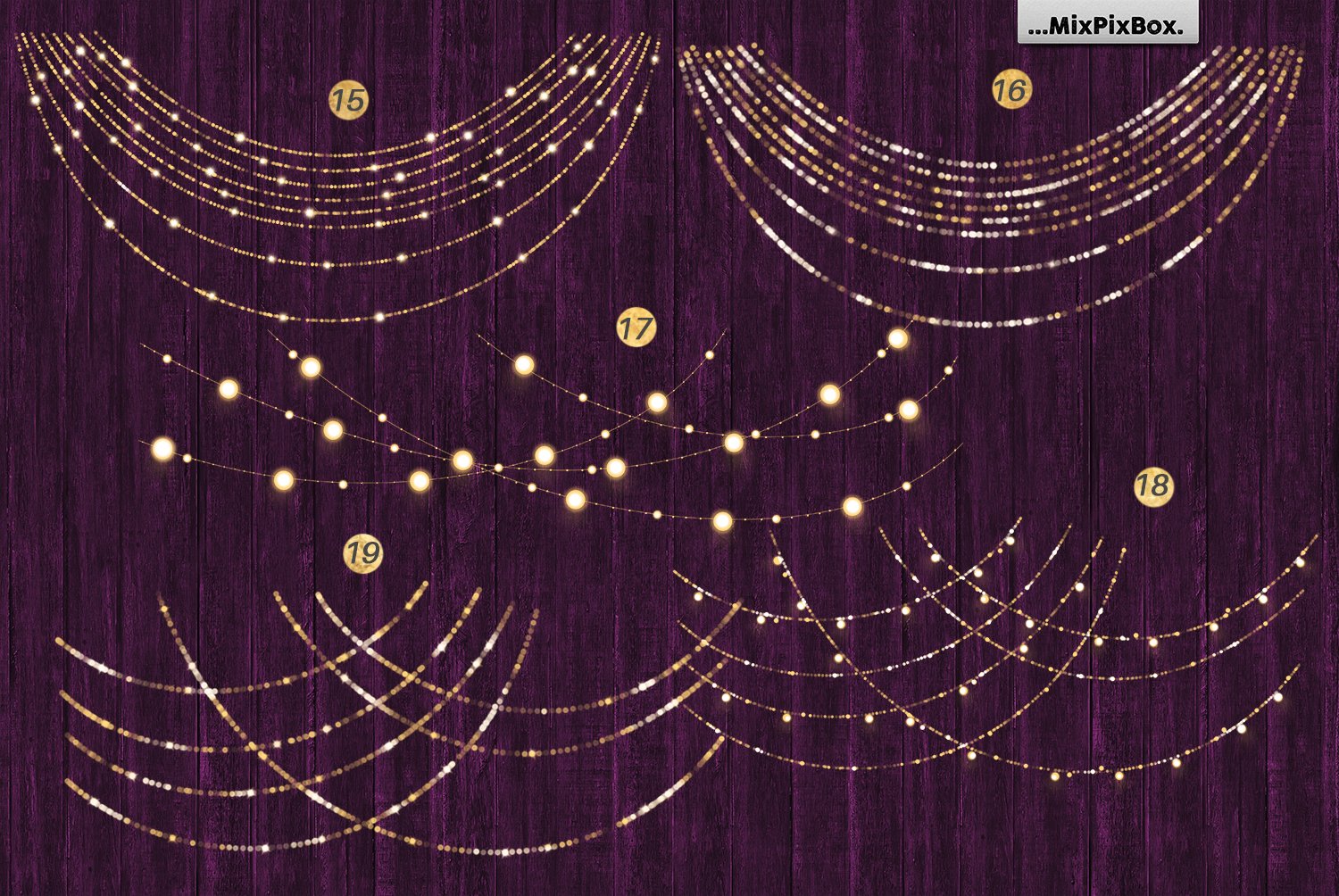 圣诞节星光灯光装饰背景图片设计素材 Christmas Lights Golden Glow插图10