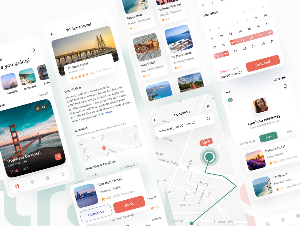 现代简约旅行酒店预订APP应用程序界面设计UI素材 Traviosa – Travel App UI KIT Design插图2