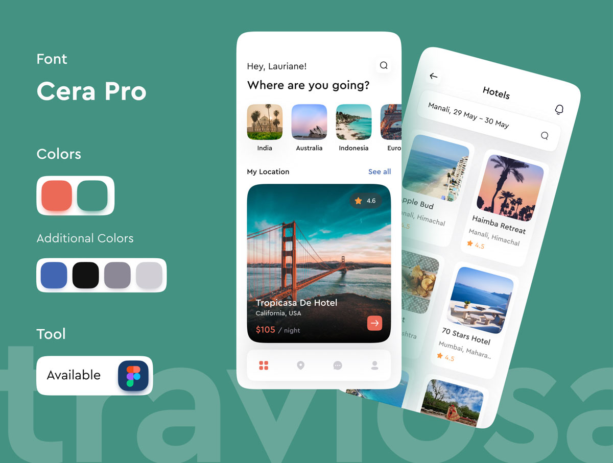 现代简约旅行酒店预订APP应用程序界面设计UI素材 Traviosa – Travel App UI KIT Design插图1