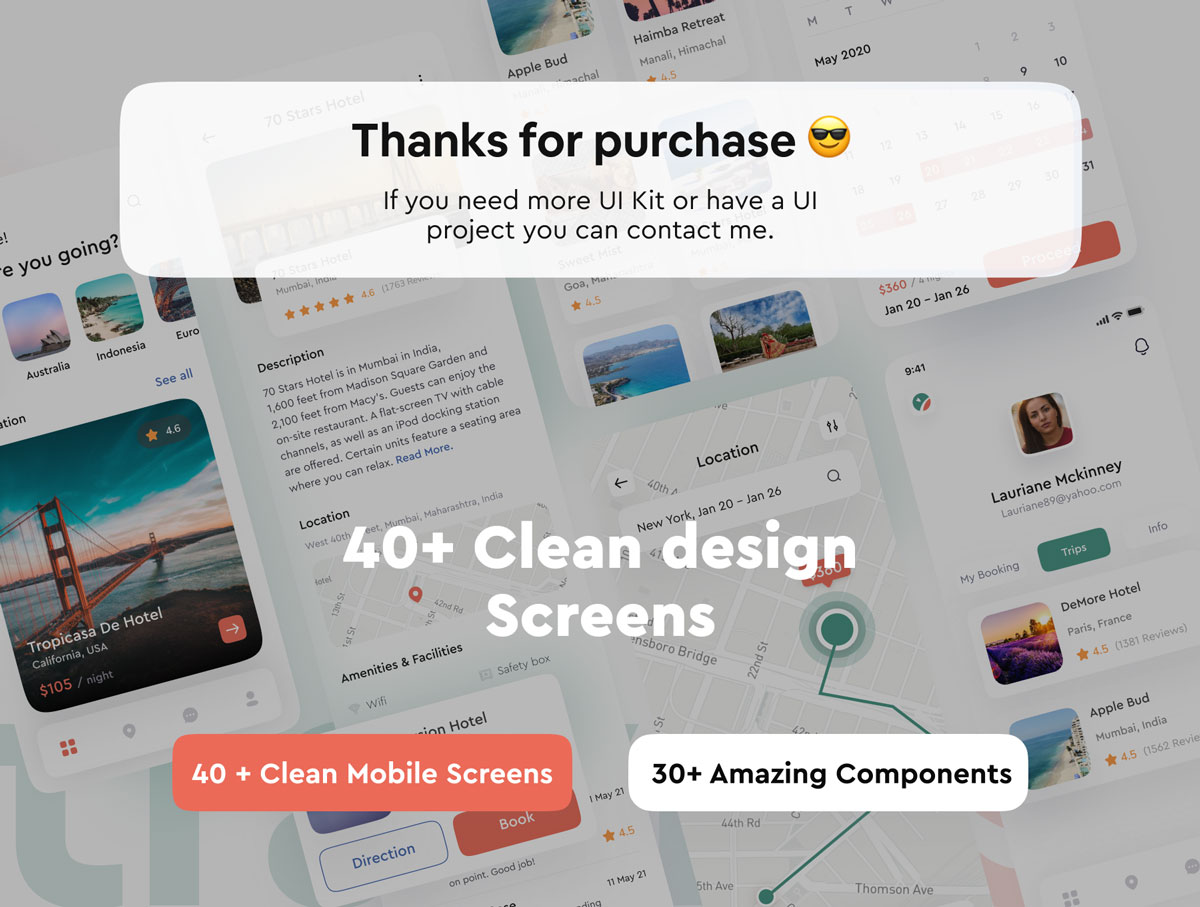 现代简约旅行酒店预订APP应用程序界面设计UI素材 Traviosa – Travel App UI KIT Design插图5