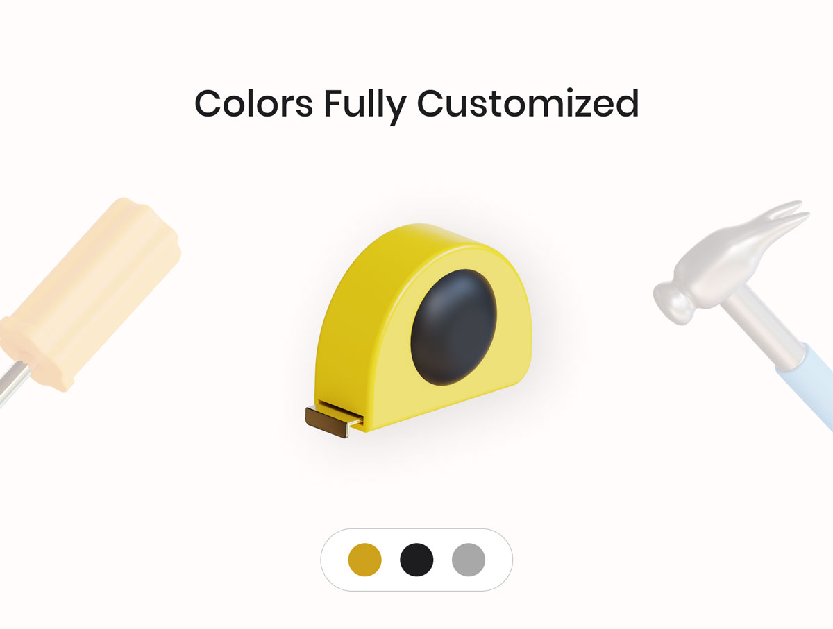 20个高级工业产品3D图标设计素材 Mantools – Construction Tools 3D Icons插图7