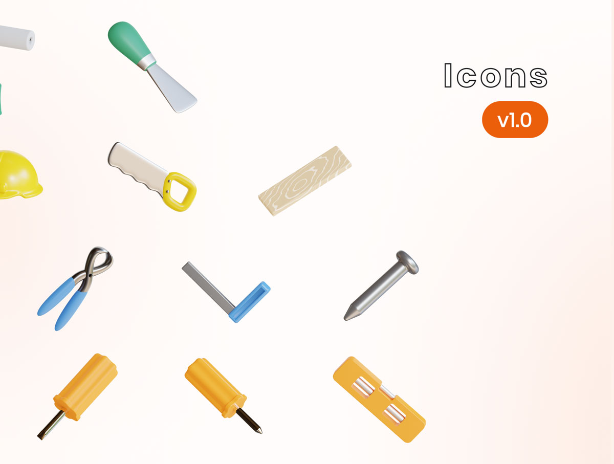 20个高级工业产品3D图标设计素材 Mantools – Construction Tools 3D Icons插图6