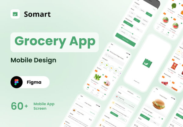 高级杂货店外卖送货APP应用程序设计UI套件 Somart – Grocery App Design