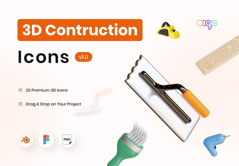 20个高级工业产品3D图标设计素材 Mantools – Construction Tools 3D Icons插图
