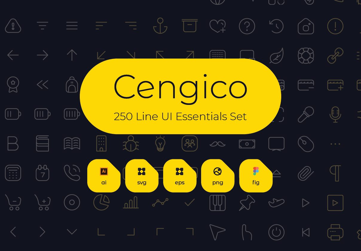 250 极简线条app&web界面设计矢量图标素材 cengico 250  line