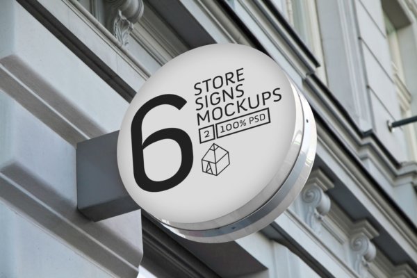 6个街头商店标志标牌样机模板 Store Signs Mock-ups 2