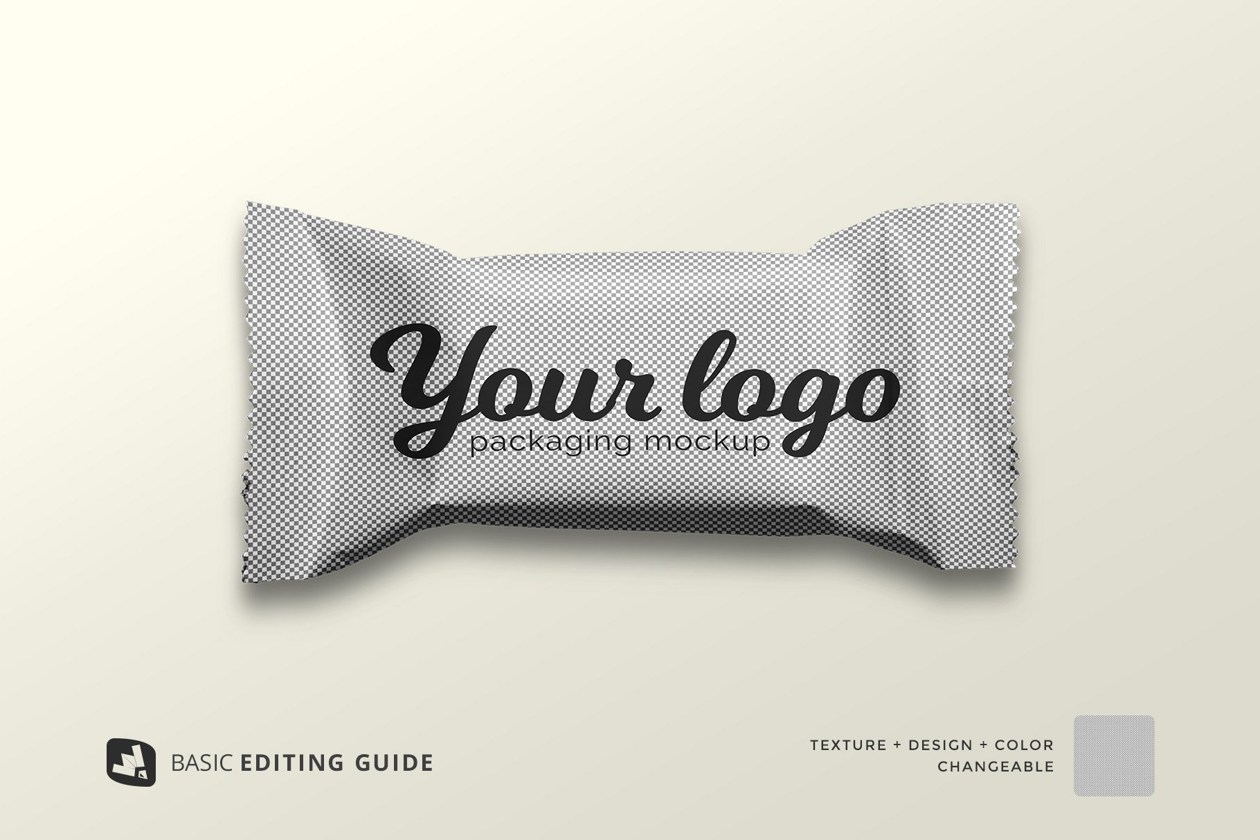 顶视图巧克力糖果塑料包装袋设计贴图样机模板 Top View Taffy Packaging Mockup插图6