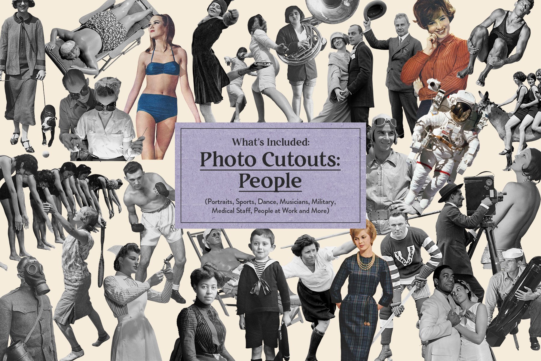 750+潮流欧式复古波普蒸汽波PNG免扣剪贴画设计素材 Vintage Collage Creator 750+ Assets插图2