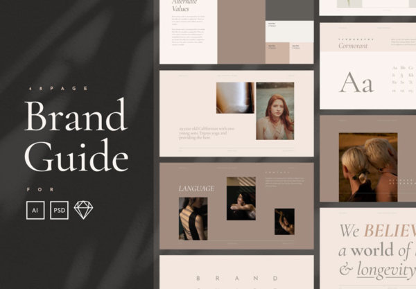 时尚优雅品牌标志VI指南手册设计模板素材 Elegant Brand Guidelines – Branding & Style Guide Manual