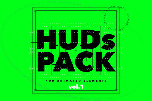 100个超酷未来机能赛博朋克酸性抽象艺术HUD元素动画MP4素材 100 Hud Elements Pack vol.1