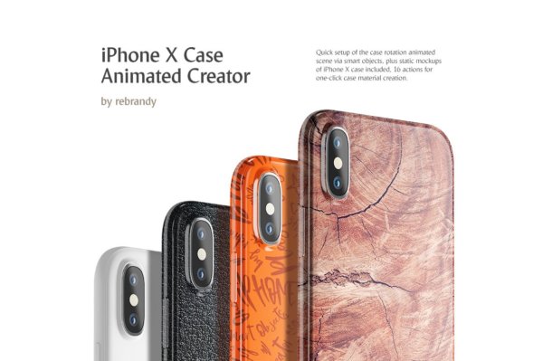 炫酷苹果手机iPhone X手机壳设计动态演示样机 iPhone X Case Animated Creator