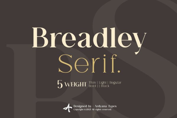 时尚杂志海报品牌设计衬线英文字体 Breadley Serif