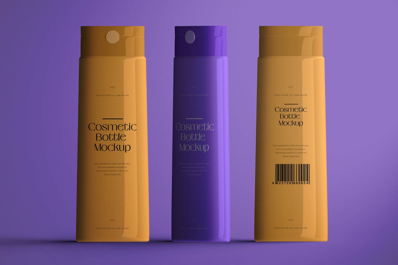 时尚化妆品包装塑料瓶设计贴图样机 Cosmetic Bottle Mockup插图