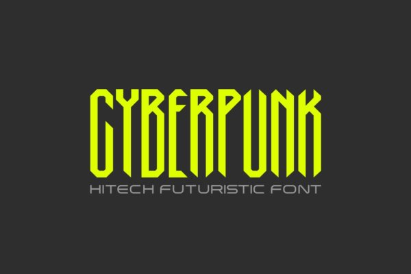 时尚赛博朋克风标题海报徽标logo设计衬线英文字体 Cyberpunk Font