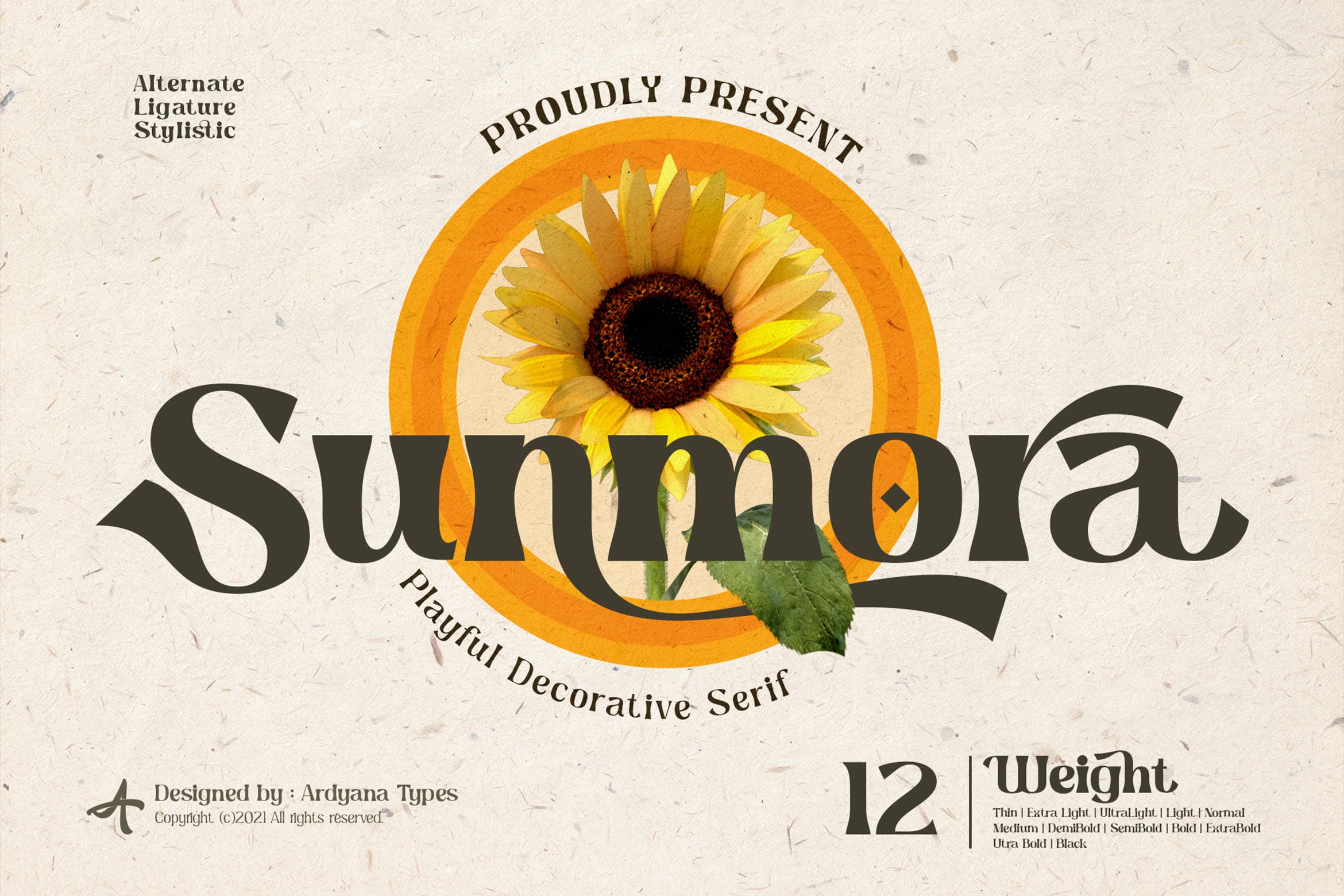 时尚标志海报杂志设计衬线英文字体 sunmora