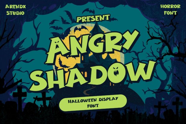 现代恐怖风格标识海报徽章设计装饰性英文字体 Angry Shadow – Halloween Display Font
