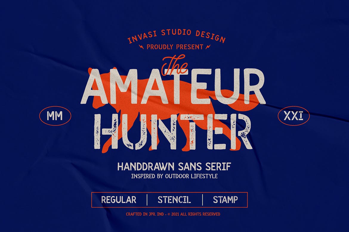 复古标题标识封面设计无衬线英文字体amateurhunter–handdrawnsans