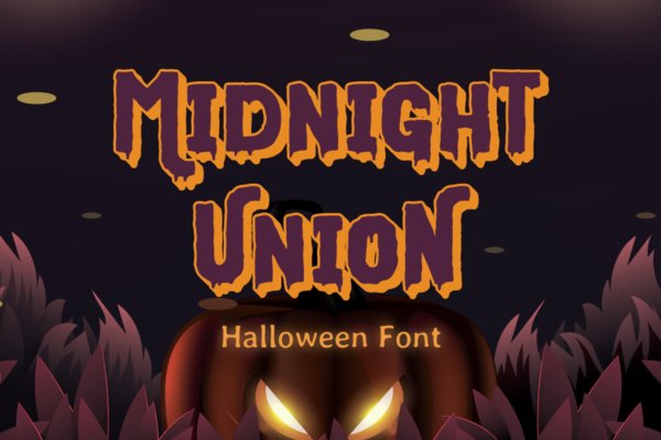 时尚品牌邀请函徽标logo设计无衬线英文字体 Midnight Union – Halloween Font