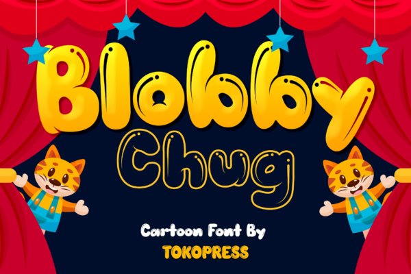 可爱卡通海报标题封面设计无衬线英文字体 Blobby Chug – Kids blob font