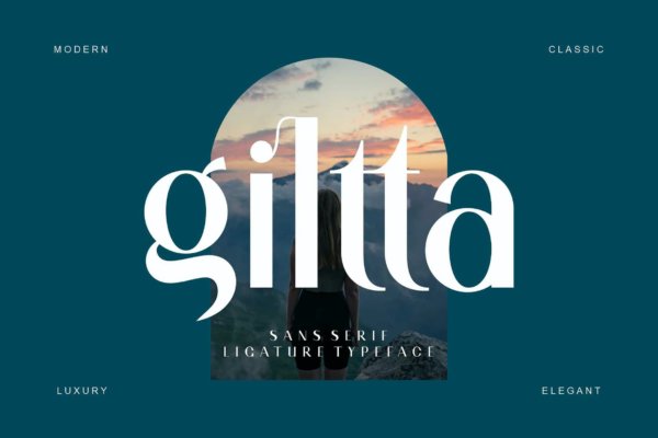 现代优雅杂志标题徽标logo设计无衬线英文字体 giltta Sans Serif Font