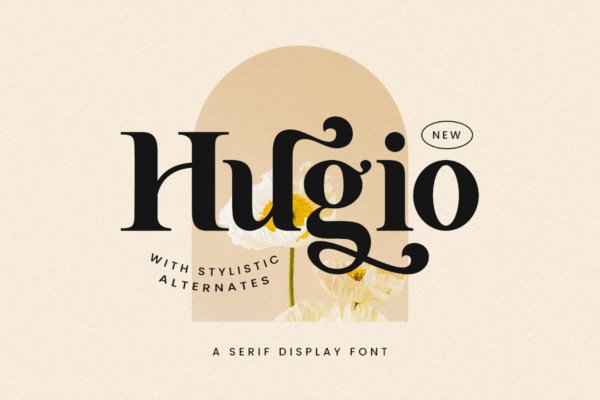 优雅简约杂志海报品牌设计衬线英文字体 Hugio – Display Font