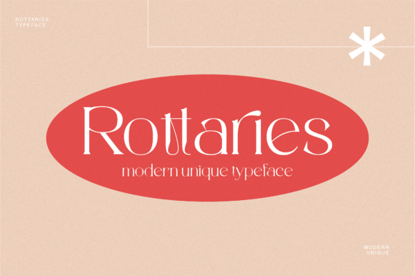 时尚优雅杂志品牌徽标设计衬线英文字体 Rottaries – Modern Unique Typeface