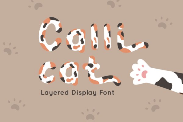 卡通品牌封面T 恤设计装饰性英文字体 Calli Cat – Layered Display Font
