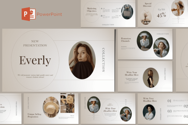 现代时尚品牌营销策划提案简报设计ppt模版 Everly PowerPoint Templates