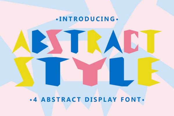 现代抽象几何形状海报标题徽标logo设计装饰性英文字体 Abstract Style