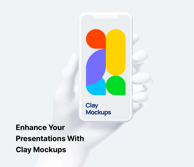 高品质陶瓷APP界面设计苹果设备演示PSD样机模板素材 Clay Mockups插图1