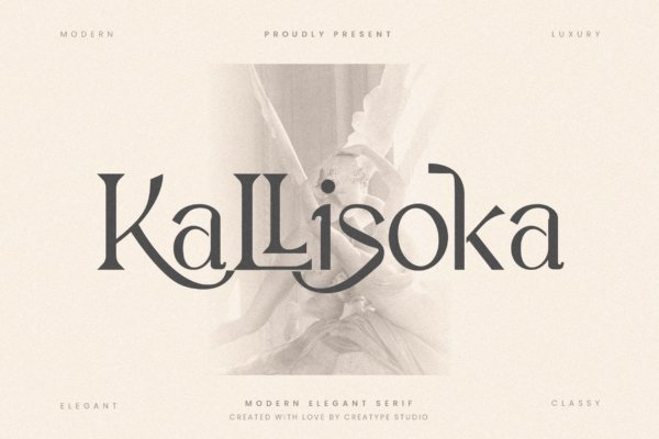 现代标签品牌婚礼设计衬线英文字体 Kallisoka Modern Elegant Serif