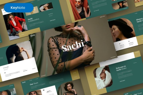 现代时尚品牌摄影作品集图文排版设计Keynote模板 Sachi – Business Keynote Template