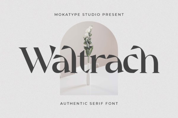 现代优雅品牌包装徽标logo设计衬线英文字体 Waltrach – Authentic Serif Font
